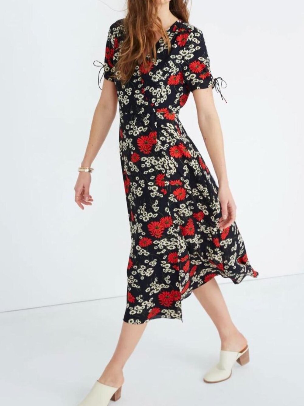 Madewell Hillside Daisy Floral Midi Wrap Dress